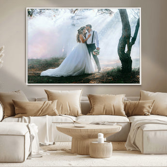 CSTM913-MGV-CV-36X24-Framed Wedding Canvas Print - Custom Wall Art Keepsake for Couples, Elegant Home Decoration Gift, Create Your Own Photo Canvas