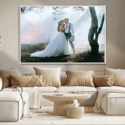 CSTM913-MGV-CV-36X24-Framed Wedding Canvas Print - Custom Wall Art Keepsake for Couples, Elegant Home Decoration Gift, Create Your Own Photo Canvas