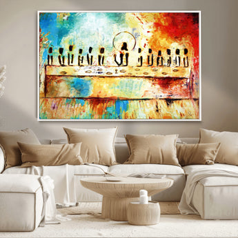YKE34632598CR-MGV-CV-36X24-Abstract Last Supper with Apostles Wall Art Canvas Print