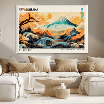 94085549-MGV-CV-36X24-Japanese Wave and Mountain Wall Art – Panoramic Abstract Landscape Canvas Print, Asian Inspired Nature Decor for Living Room,