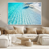 68127042-MGV-CV-36X24-Beach Wall Art – Tropical Ocean Canvas Print, Clear Water and White Sand Photography Decor for Bedroom, Living Room, Office,