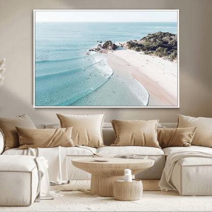 79395467-MGV-CV-36X24-Coastal Wall Art – Aerial Beach Canvas Print, Ocean Waves and Sandy Shore Photography Decor for Bedroom, Living Room, Office,