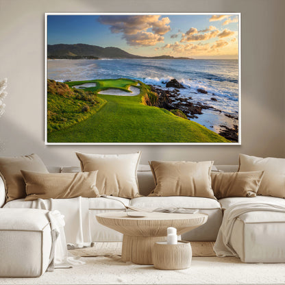 67486665-MGV-CV-36X24-Golf Course Wall Art – Pebble Beach Oceanfront Canvas Print, Coastal Fairway Photography Sports Decor for Living Room, Office, Man