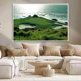 48473947-MGV-CV-36X24-Ocean Golf Course Wall Art – Panoramic Green Fairway Canvas Print, Coastal Golf Landscape Photography Sports Decor for Office, Man