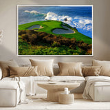 13644055-MGV-CV-36X24-Golf Wall Art – Oceanfront Green Canvas Print, Scenic Coastal Course Photography Decor for Bedroom, Living Room, Office, Sports