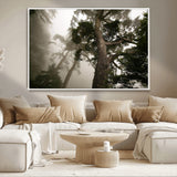 87969493-MGV-CV-36X24-Forest Wall Art – Misty Tall Trees Canvas Print, Dramatic Woodland Photography Decor for Bedroom, Living Room, Office, Cabin,