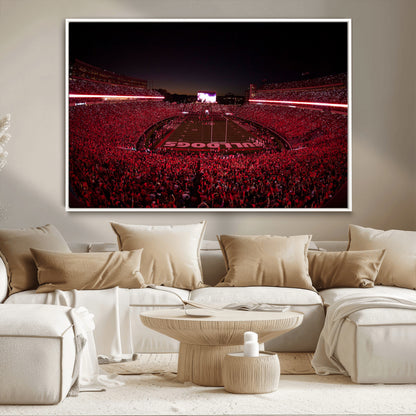 38331045-MGV-CV-36X24-Sanford Stadium Wall Art – Georgia Bulldogs Football Red Night Game Canvas Print, Electric College Sports Decor for Man Cave or