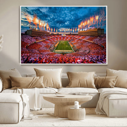 94266219-MGV-CV-36X24-Neyland Stadium Wall Art – Tennessee Volunteers Checkerboard Game Day Canvas Print, College Football Fireworks Decor for Man Cave