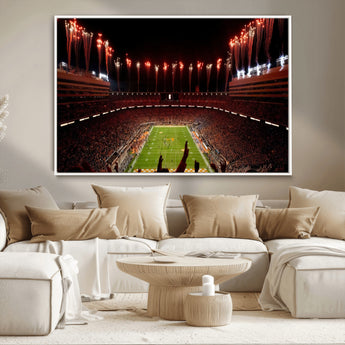 73358115-MGV-CV-36X24-Tennessee Volunteers Wall Art – Neyland Stadium Fireworks Night Game Canvas Print, Vols Football Checkerboard Endzone Sports Decor