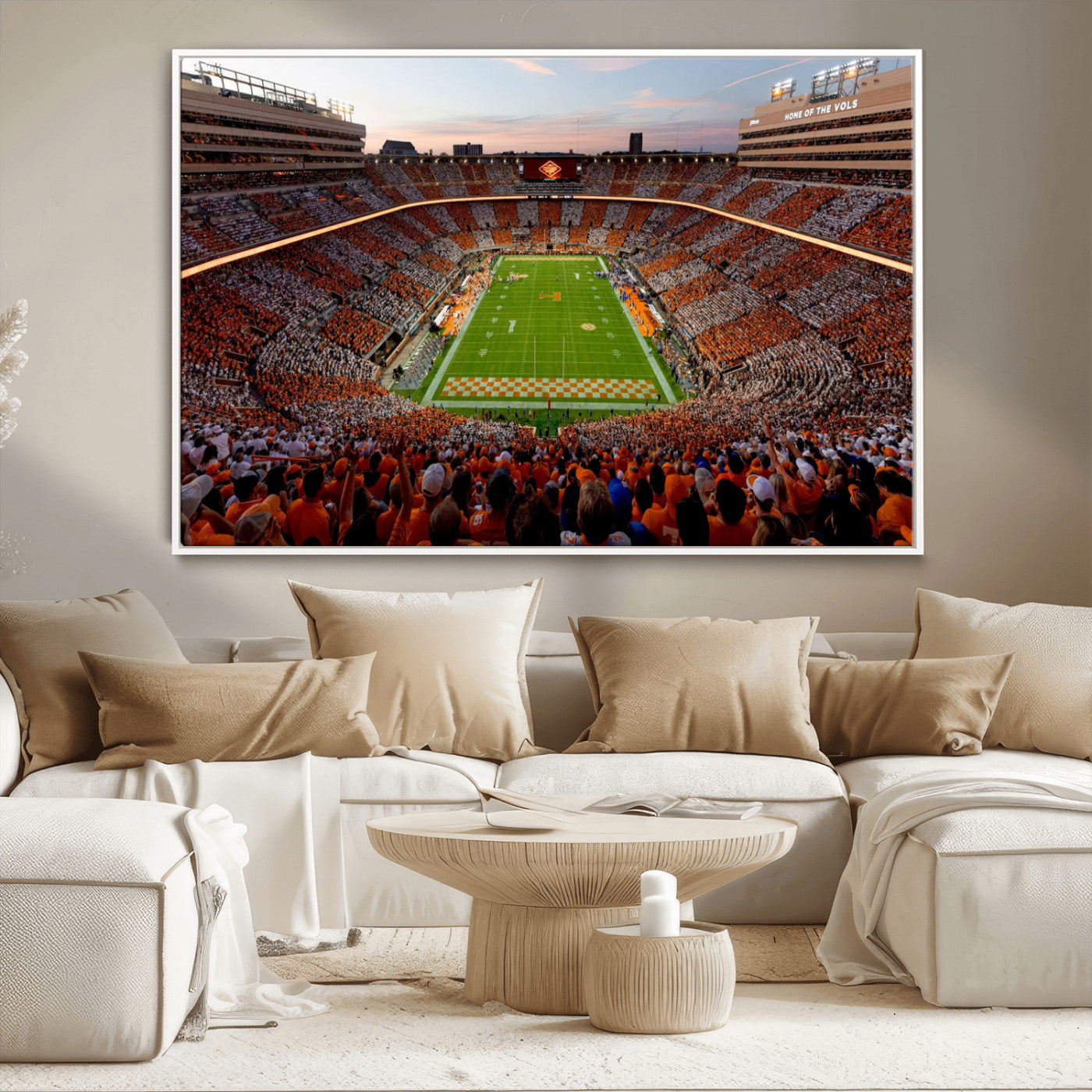 37160229-MGV-CV-36X24-Tennessee Volunteers Wall Art – Neyland Stadium Sunset Checkerboard Game Canvas Print, Vols Football Panorama Sports Decor