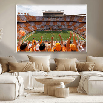 76011417-MGV-CV-36X24-Neyland Stadium Wall Art – Panoramic Tennessee Volunteers Checkerboard Crowd Canvas Print, Day Game Football Celebration Sports