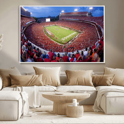 10244378-MGV-CV-36X24-Sanford Stadium Wall Art – Panoramic Georgia Bulldogs Day Game Football Canvas Print, Game Day Crowd Sports Decor for Office, Man