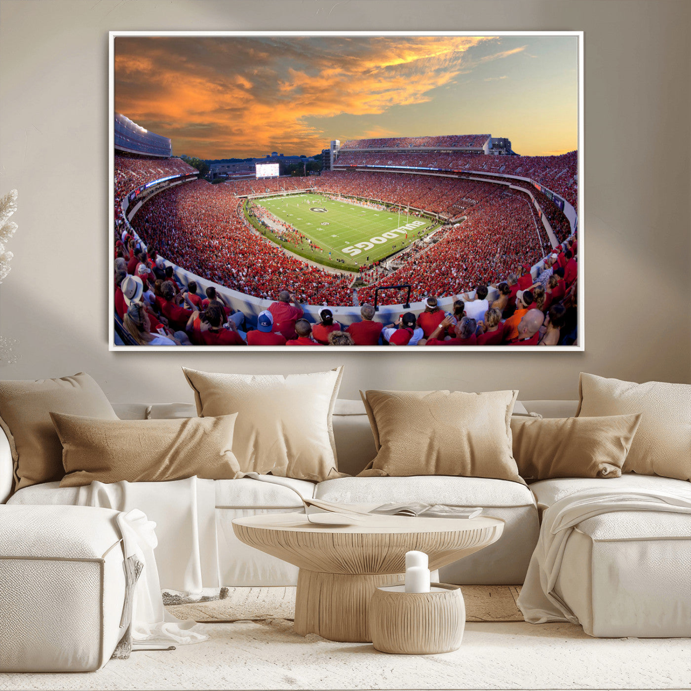 73680988-MGV-CV-36X24-Georgia Bulldogs Stadium Wall Art – Panoramic Football Field Canvas Print, Game Day Decor for Home, Office, Fan Cave, Sports