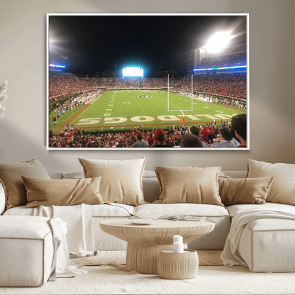 16230786-MGV-CV-36X24-Georgia Bulldogs Stadium Wall Art – Night Game Football Field Canvas Print, Panoramic Sports Decor for Home, Office, Fan Cave