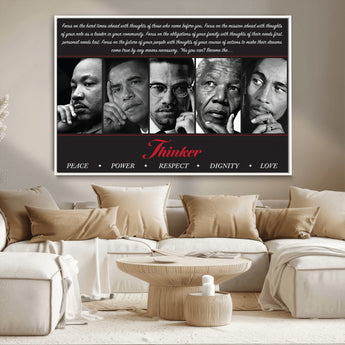 45112-MGV-CV-36X24-Black Icons Wall Art Canvas Print, Framed Thinker Art Picture Print, Motivational Quote Perfect Cultural Modern Decor Artwork