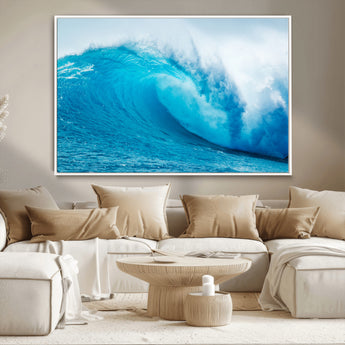 15566-MGV-CV-36X24-Ocean Wave Wall Art Canvas Print, Framed Curling Wave Art Picture Print, Vibrant Surf Wave Perfect Coastal Surf Decor Artwork