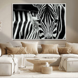 43631-MGV-CV-36X24-Zebra Wall Art – Black & White Safari Wildlife Canvas Print, Modern Animal Photography Decor for Living Room, Office, or Bedroom