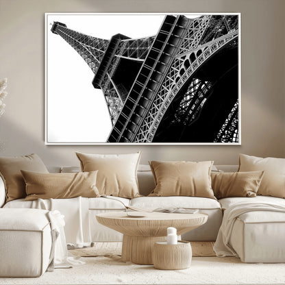 89033-MGV-CV-36X24-Eiffel Tower Wall Art – Dramatic Black and White Architectural Canvas Print, Modern Paris Decor for Office, Living Room or