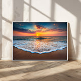 87032-MGV-CV-36X24-Ocean Sunset Wall Art – Stunning Beach Canvas Print with Vibrant Sky, Calm Waves, and Golden Horizon, Perfect Coastal Decor for