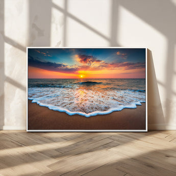 87032-MGV-CV-36X24-Ocean Sunset Wall Art – Stunning Beach Canvas Print with Vibrant Sky, Calm Waves, and Golden Horizon, Perfect Coastal Decor for