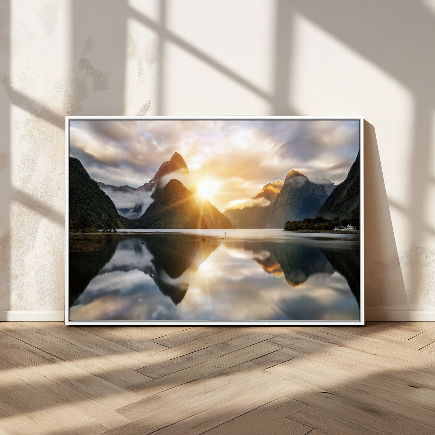 78842-MGV-CV-36X24-Sunrise Mountain Reflection Wall Art – Stunning Nature Landscape Canvas Print for Home, Office, Living Room or Relaxing Space