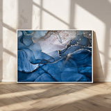27810-MGV-CV-36X24-Abstract Blue Gold Fluid Art Wall – Modern Canvas Print, Elegant Home & Office Wall Art, Stylish Living Room or Bedroom Decor