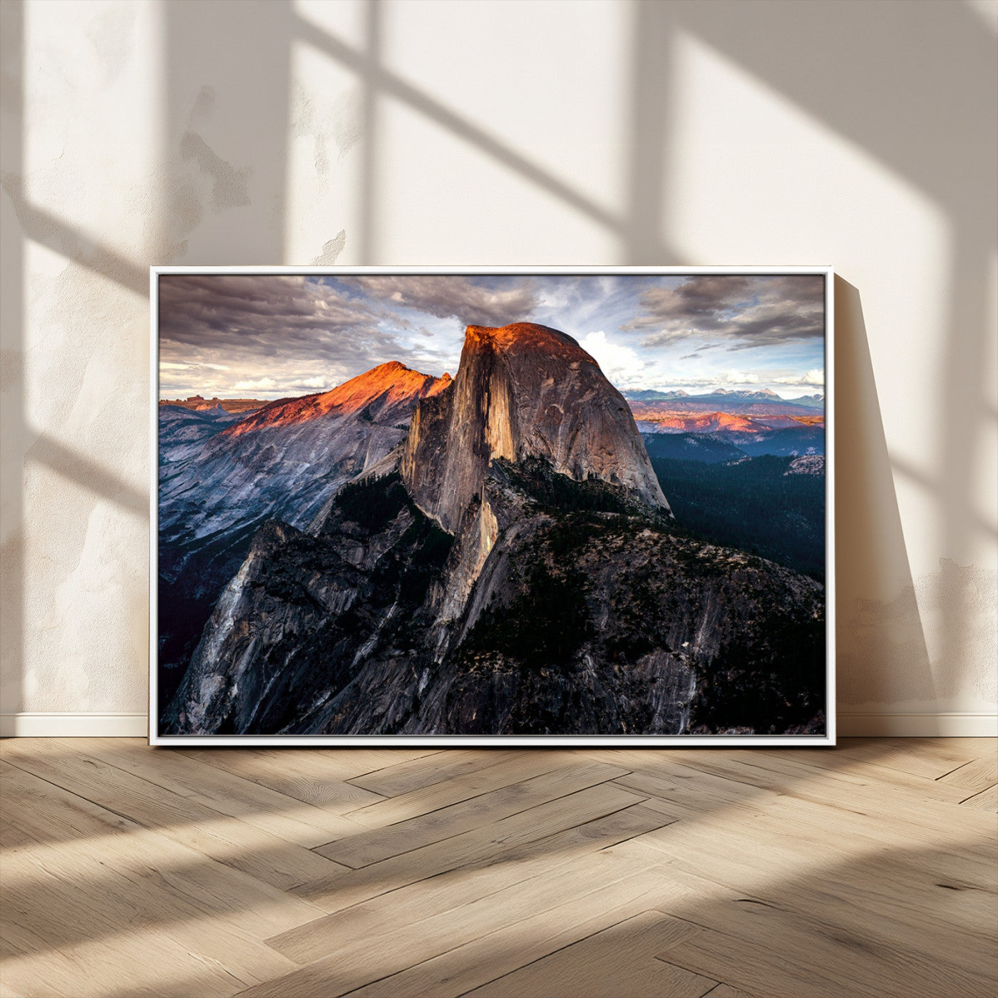 31332-MGV-FC-36X24_White-Mountain Landscape Wall Art – Majestic Sunset Rock Formation Canvas Print, Nature Scenic Decor for Living Room, Office, Cabin or