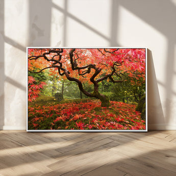 73343-MGV-CV-36X24-Autumn Maple Wall Art – Panoramic Vibrant Red Maple Tree Canvas Print, Seasonal Nature Decor for Office, Living Room or Garden