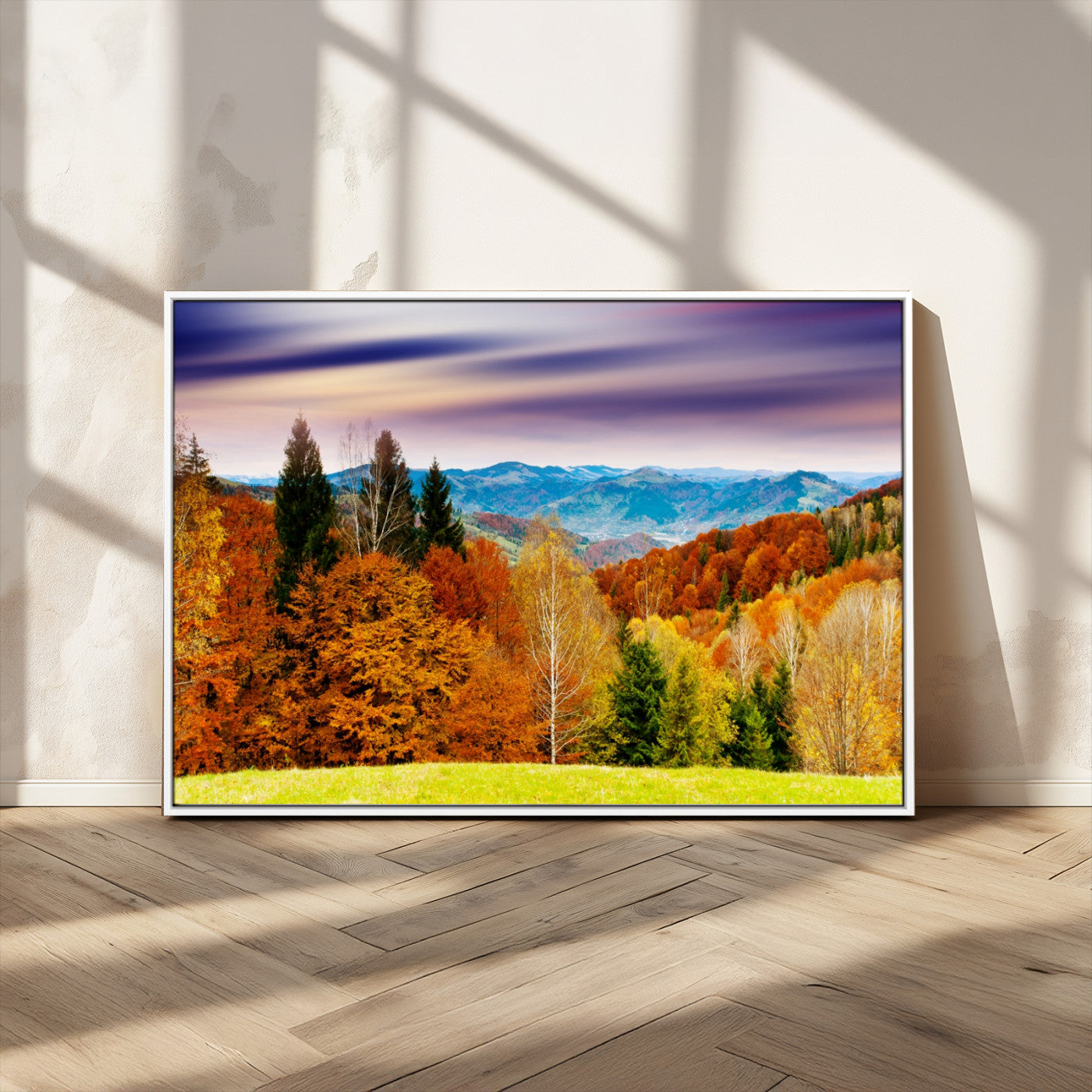 58007-MGV-CV-36X24-Autumn Mountain Landscape Wall Art – Stunning Fall Forest Canvas Print, Cozy Nature Decor for Home or Office