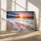 99906-MGV-CV-36X24-Morning Tide Canvas Print – Soft Sunrise Ocean Waves Wall Art, Coastal Serenity Decor for Home & Office