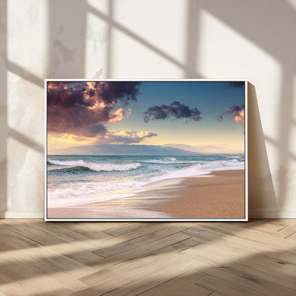 42253-MGV-CV-36X24-Serene Beach Waves Wall Art – Tranquil Ocean Horizon Canvas Print, Coastal Seascape Decor for Living Room or Office Wall