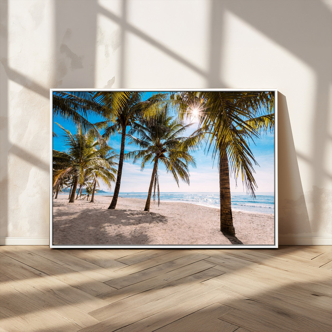 98175-MGV-CV-36X24-Tropical Palm Beach Wall Art – Relaxing Ocean Shore Canvas Print with Palm Trees, Coastal Summer Decor for Living Room, Bedroom or