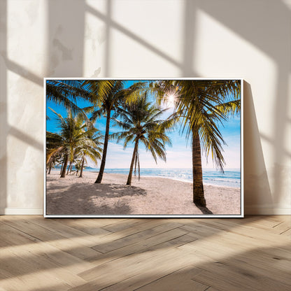 98175-MGV-CV-36X24-Tropical Palm Beach Wall Art – Relaxing Ocean Shore Canvas Print with Palm Trees, Coastal Summer Decor for Living Room, Bedroom or