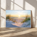 48907-MGV-CV-36X24-Beach Sunset Wall Art – Coastal Sand Dunes and Ocean View Canvas Print, Serene Seaside Landscape Painting for Living Room, Bedroom