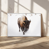19889-MGV-CV-36X24-Snow Bison Wall Art – Majestic Buffalo Winter Landscape Canvas Print, Rustic Wildlife Photography Decor for Cabin, Lodge, Living