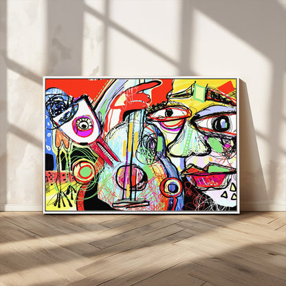 37796-MGV-CV-36X24-Picasso Style Wall Art Canvas Print, Framed Picasso Art Picture Print, Picasso Cubism Perfect Modern Abstract Decor Artwork