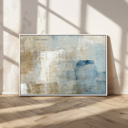 38126-MGV-CV-36X24-Neutral Abstract Wall Art – Modern Beige and Blue Canvas Print and Minimalist Textured Painting for Living Room, Bedroom or Office