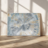 17631-MGV-CV-36X24-Radiant Burst Wall Art – Abstract Sunburst Canvas Print in Blue and Gold, Modern Geometric Painting for Living Room, Office or
