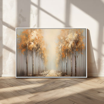 95004-MGV-CV-36X24-Autumn Forest Path Wall Art – Hand Painted Canvas Print with Golden Trees, Modern Nature Landscape Decor for Living Room, Bedroom