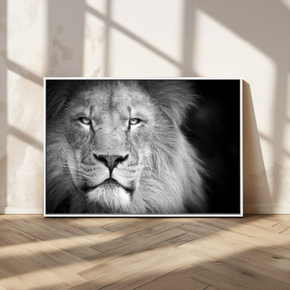 94453-MGV-CV-36X24-Lion Portrait Wall Art – Black and White King of the Jungle Canvas Print, Safari Wildlife Decor for Office, Bedroom, or Living