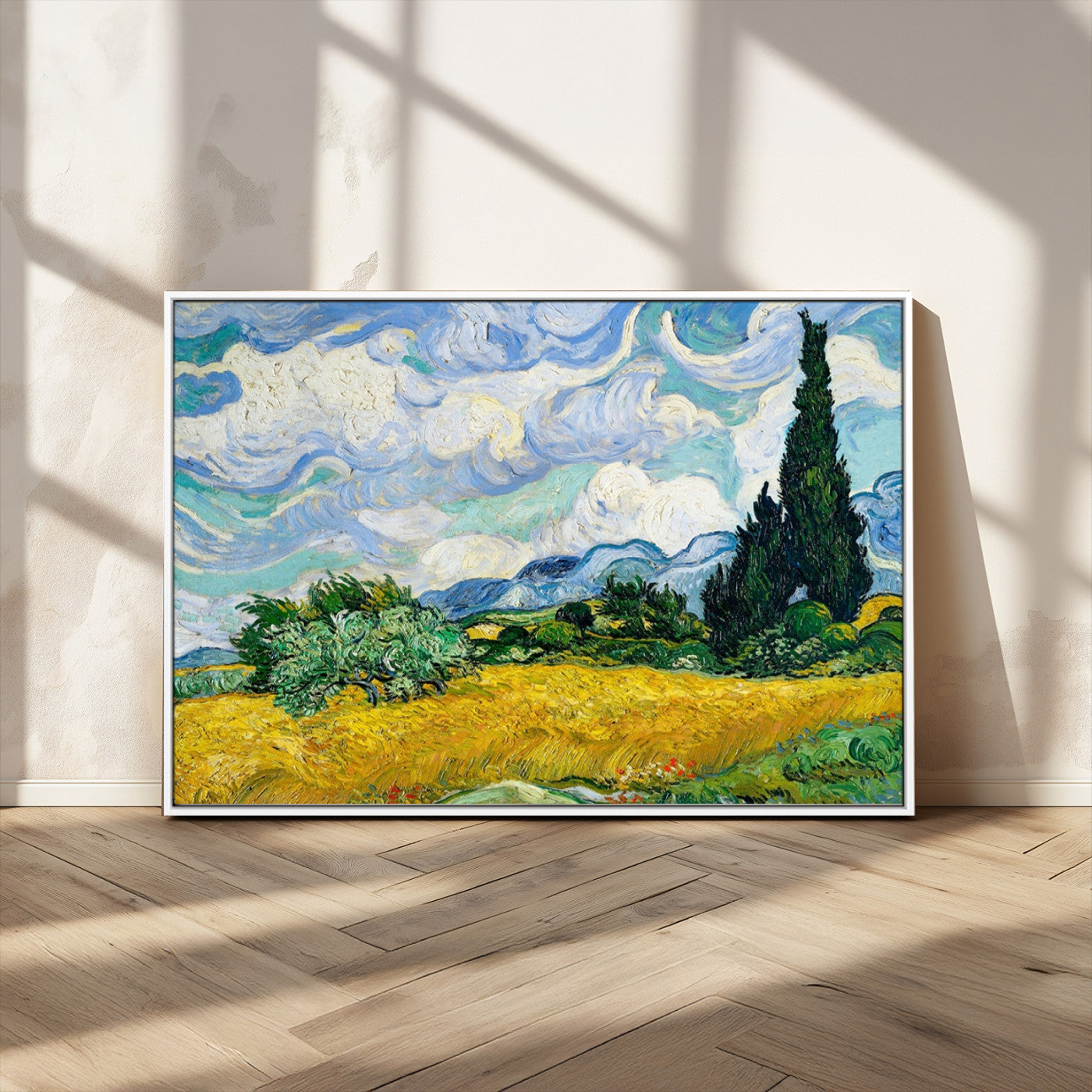 97252-MGV-CV-36X24-Wheat Field with Cypress – Van Gogh Wall Art, Impressionist Landscape Canvas Print, Rustic Home Decor for Living Room or Office