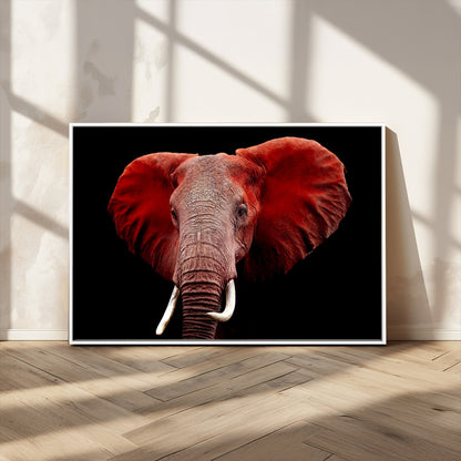 14788-MGV-CV-36X24-Red Elephant Wall Art – Bold Wildlife Canvas Print, African Safari Animal Decor for Living Room, Bedroom or Office