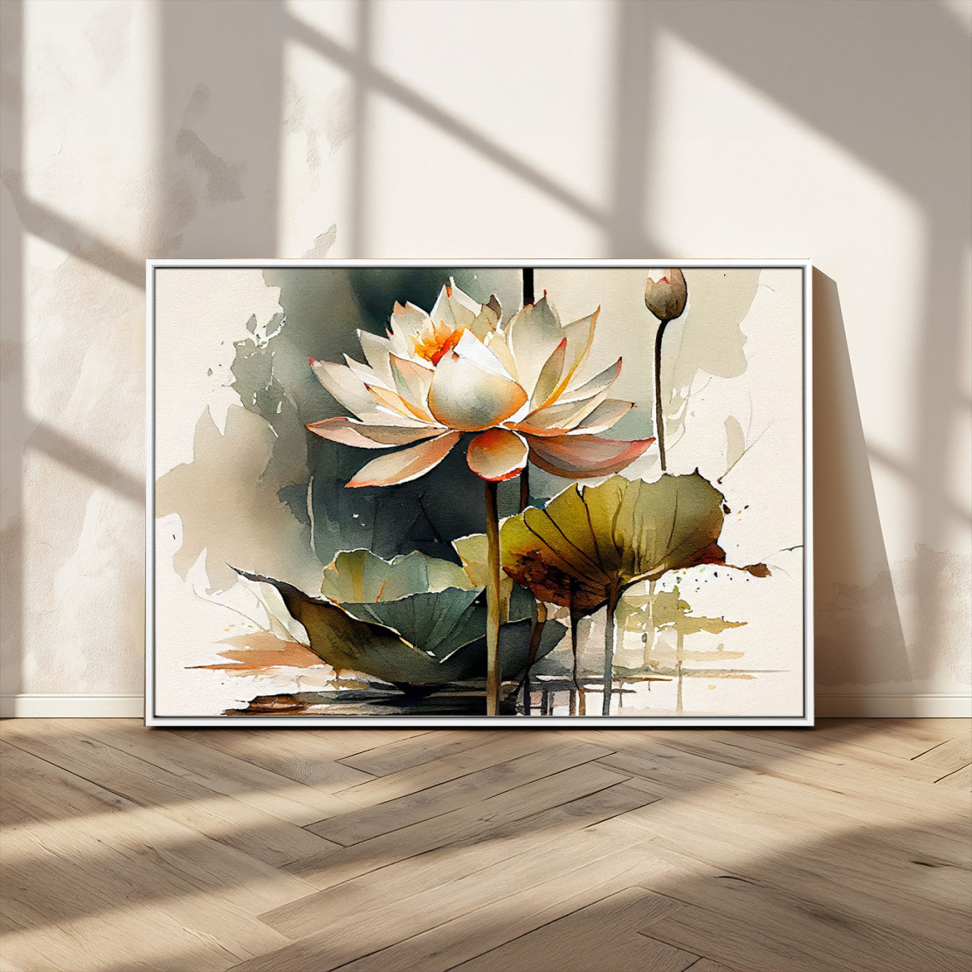 62531-MGV-CV-36X24-Lotus Flower Wall Art – Watercolor Botanical Canvas Print, Tranquil Nature Artwork for Living Room, Bedroom or Meditation Space