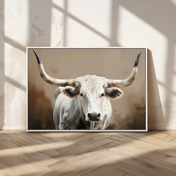 61423-MGV-CV-36X24-Longhorn Bull Wall Art – Rustic Western Texas Steer Canvas Print, Cowboy Farmhouse Decor for Living Room, Bedroom, Office or Ranch
