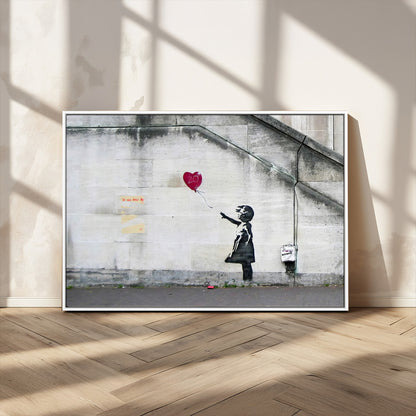 50559-MGV-CV-36X24-Banksy Girl with Balloon Wall Art – Famous Street Graffiti Canvas Print, Modern Urban Artwork for Living Room, Bedroom or Office