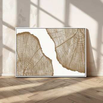 99692-MGV-CV-36X24-Tree Ring Linocut Wall Art Canvas Print, Framed Wood Cut Art Picture Print, Tree Rings Perfect Minimalist Rustic Decor Artwork