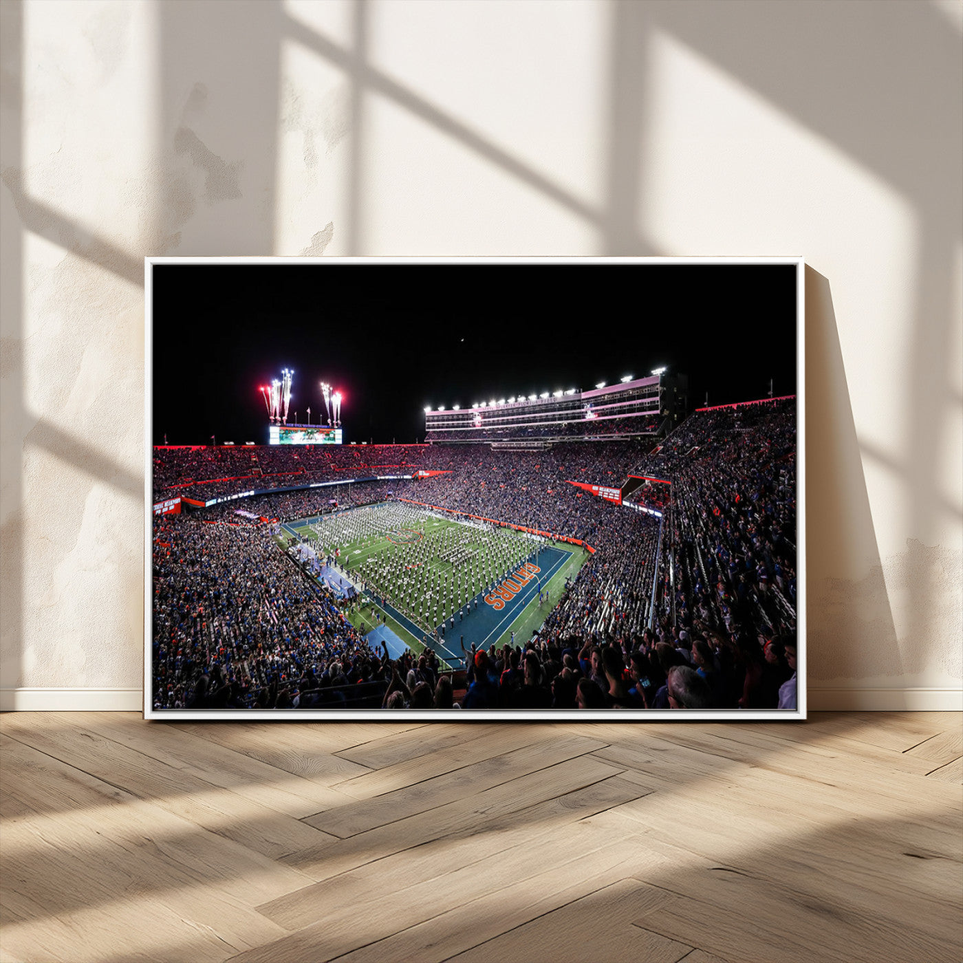 46899-MGV-CV-36X24-Ben Hill Griffin Stadium Wall Art Canvas Print, Framed Football Stadium Art Picture Print, Florida Football Stadium Perfect Sport