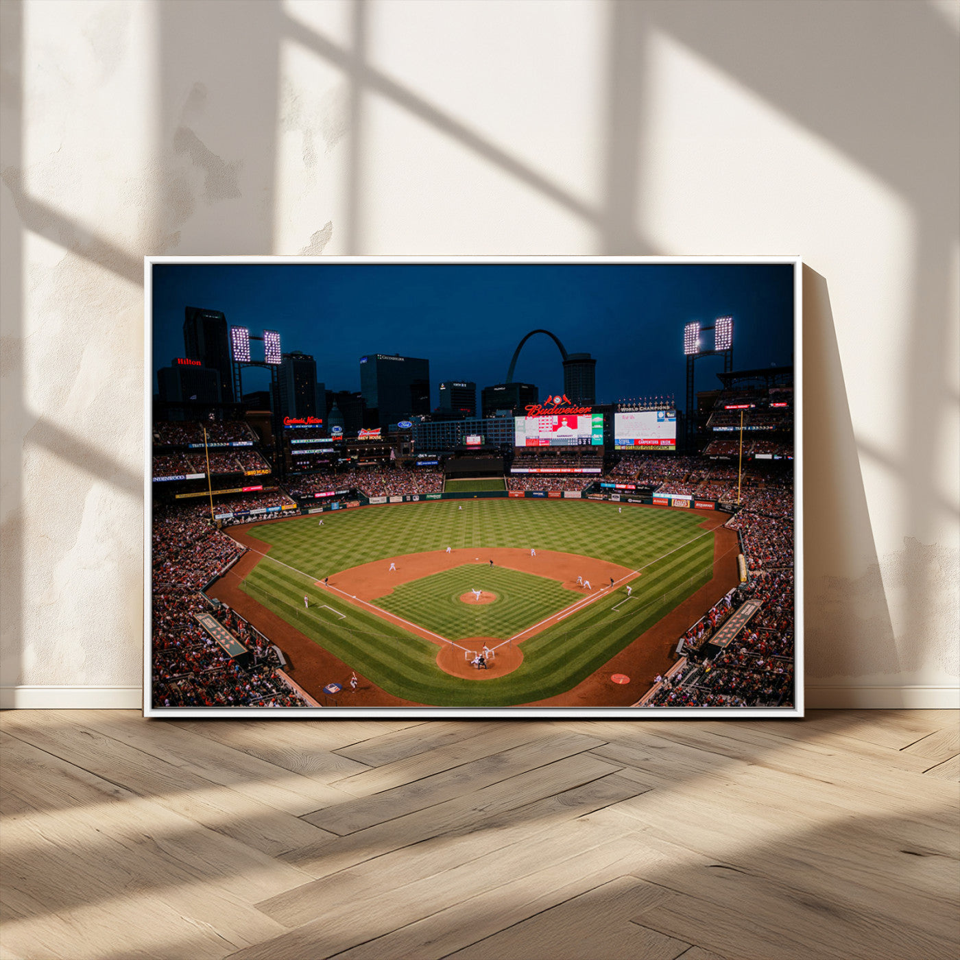 38612-MGV-CV-36X24-Busch Stadium Wall Art Canvas Print, Framed Missouri Stadium Art Picture Print, Busch Stadium Field Perfect Sports Room Decor