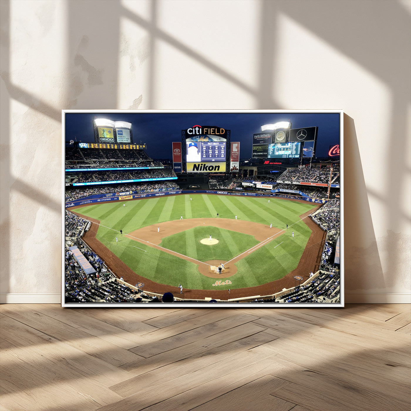 87666-MGV-CV-36X24-City Field Stadium Wall Art Canvas Print, Framed New York Stadium Art Picture Print, Citi Field Stadium Perfect Sport Room Decor