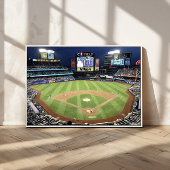 87666-MGV-CV-36X24-City Field Stadium Wall Art Canvas Print, Framed New York Stadium Art Picture Print, Citi Field Stadium Perfect Sport Room Decor